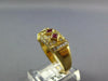 ESTATE 1.49CT DIAMOND & AAA RUBY 18K YELLOW GOLD PRINCESS & ROUND BEZEL FUN RING