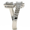 EXTRA LARGE 1.38CT DIAMOND 18K WHITE GOLD ROUND & BAGUETTE CRISS CROSS LOVE RING