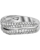 ESTATE WIDE .82CT DIAMOND 18KT WHITE GOLD 3D CLASSIC MULTI ROW SWIRL FUN RING