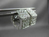 ESTATE 14KT WHITE GOLD 3D 3 ROW CUBIC ZIRCONIA HEXAGON HUGGIE EARRINGS #24347