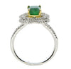 1.65CT DIAMOND & EMERALD 18K 2 TONE GOLD 3D SQUARE 4 LEAF CLOVER ENGAGEMENT RING