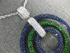 LARGE 4.32CT DIAMOND & AAA SAPPHIRE & TSAVORITE 18KT WHITE GOLD CIRCULAR PENDANT
