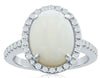 2.02CT DIAMOND & AAA PINK OPAL 14K WHITE GOLD OVAL & ROUND CLASSIC HALO FUN RING