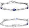 4.0CT DIAMOND & AAA SAPPHIRE 18K WHITE GOLD OVAL & ROUND CLASSIC TENNIS BRACELET