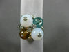 ESTATE .08CT DIAMOND & AAA MULTI GEM 14KT WHITE GOLD 3D COCKTAIL RING #17894