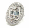 EXTRA LARGE 3.27CT DIAMOND 18K WHITE GOLD BAGUETTE & ROUND SQUARE COCKTAIL RING