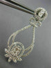 ESTATE LARGE 2.02CT DIAMOND 14K WHITE GOLD OPEN FILIGREE FLOWER HANGING EARRINGS