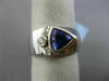 ESTATE WIDE .97CT DIAMOND & AAA TANZANITE 14K WHITE GOLD 3D TRILLION ETOILE RING