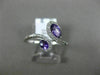 ESTATE WIDE .71CT DIAMOND & AAA OVAL AMETHYST 14KT WHITE GOLD 3D SNAKE LOVE RING