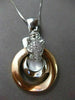 ESTATE LARGE .50CT DIAMOND FLOATING TIGER 14K WHITE & ROSE GOLD PENDANT STUNNING