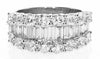 ESTATE 3.26CT DIAMOND 18KT WHITE GOLD 3D ROUND & BAGUETTE 3 ROW ANNIVERSARY RING