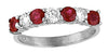 ESTATE 0.83CT DIAMOND & AAA RUBY 14KT WHITE GOLD 7 STONE ROUND ANNIVERSARY RING