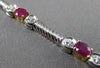 ANTIQUE WIDE 2.80CT DIAMOND & AAA RUBY 14KT TWO TONE GOLD TENNIS BRACELET #1456