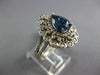 LARGE 3.08CT DIAMOND & AAA SAPPHIRE 14KT WHITE GOLD 3D PEAR SHAPE COCKTAIL RING