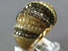 LARGE 5.92CT WHITE & MULTI COLOR DIAMOND 18KT YELLOW GOLD 3D MULTI ROW FUN RING