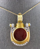 ANTIQUE LARGE DIAMOND & AAA SAPPHIRE 18K 2 TONE GOLD 3D CORNELIAN PENDANT 28157