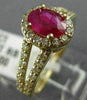 ESTATE 1.55CT DIAMOND & AAA RUBY 14KT YELLOW GOLD 3D FILIGREE ENGAGEMENT RING