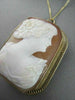 ANTIQUE 14KT YELLOW GOLD HAND CARVED LADY SHELL CAMEO PENDANT PIN & BROOCH #1328