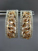 WIDE .19CT DIAMOND 14KT WHITE & ROSE GOLD OVAL LOVE KNOT HUGGIE HANGING EARRINGS