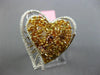 EXTRA LARGE 3.90CT WHITE & FANCY YELLOW DIAMOND 18K 2 TONE GOLD HEART LOVE RING