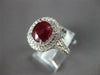 WIDE 3.01CT DIAMOND & AAA RUBY 18KT WHITE GOLD OVAL DOUBLE HALO ENGAGEMENT RING