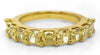 2.99CT FANCY YELLOW DIAMOND 18KT YELLOW GOLD 3D CUSHION CUT 9 STONE WEDDING RING