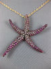 ESTATE EXTRA LARGE 3.75CT AAA PINK SAPPHIRE 18KT ROSE GOLD STAR FISH FUN PENDANT