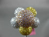 ESTATE EXTRA LARGE 7.21CT MULTI COLOR DIAMOND 18K TRI COLOR GOLD FLOWER FUN RING