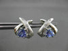 ESTATE 1.0CT DIAMOND & AAA TANZANITE 14KT WHITE GOLD TRILLION X STUD EARRINGS
