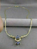 ESTATE 1.50CT DIAMOND TANZANITE 14K YELLOW GOLD SWIRL TWIST NECKLACE 18.5" 45X23