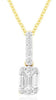 .14CT DIAMOND 14KT YELLOW GOLD ROUND & BAGUETTE CLUSTER SQUARE FLOATING PENDANT
