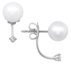 ESTATE .10CT DIAMOND & AAA SOUTH SEA PEARL 18KT WHITE GOLD FUN HANGING EARRINGS
