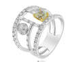 WIDE 1.35CT DIAMOND 14KT WHITE GOLD SQUARE ROUND & BAGUETTE MULTI ROW FUN RING