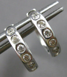 .28CT DIAMOND 18KT WHITE GOLD CLASSIC ROUND ETOILE HUGGIE HOOP HANGING EARRINGS