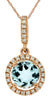 ESTATE .86CT DIAMOND & AAA AQUAMARINE 14KT ROSE GOLD ROUND HALO FLOATING PENDANT