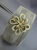 ESTATE WIDE .62CT DIAMOND 18K GOLD & STAINLESS STEEL FLOWER MESH BANGLE BRACELET
