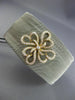 ESTATE WIDE .62CT DIAMOND 18K GOLD & STAINLESS STEEL FLOWER MESH BANGLE BRACELET