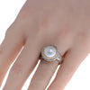 ESTATE LARGE AAA PEARL 18KT YELLOW GOLD & 925 SILVER CIRCULAR FILIGREE FUN RING