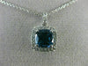 ESTATE 2.27CT AAA LONDON BLUE TOPAZ & WHITE SAPPHIRE 14K WHITE GOLD HALO PENDANT