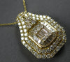 EXTRA LARGE 2.2CT DIAMOND 14KT YELLOW GOLD ROUND & BAGUETTE DOUBLE HALO PENDANT