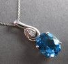 ESTATE LARGE 3.3CT DIAMOND & AAA BLUE TOPAZ 14KT WHITE GOLD OVAL & ROUND PENDANT