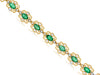 4.02CT DIAMOND & AAA EMERALD 14K YELLOW GOLD OVAL & ROUND FLOWER TENNIS BRACELET