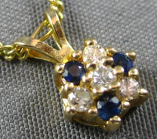 .10CT DIAMOND & AAA SAPPHIRE 14KT YELLOW GOLD FLOWER FUN FLOATING PENDANT #28238