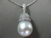 ESTATE LARGE & LONG .57CT DIAMOND 18KT WHITE GOLD SOUTH SEA PEARL PAVE PENDANT