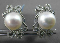 ESTATE .37CT DIAMOND & SOUTH SEA PEARL 18KT WHITE GOLD FILIGREE CLIP ON EARRINGS