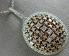 ESTATE LARGE 2.01CT WHITE & PINK DIAMOND 18K 2 TONE GOLD 3D CLUSTER OVAL PENDANT