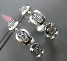 LARGE 2.07CT DIAMOND 18KT WHITE GOLD BAGUETTE INSIDE OUT HOOP HANGING EARRINGS