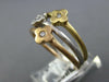 ESTATE .06CT DIAMOND 14KT TRI COLOR GOLD ETOILE FLOWER TRIPLE STACKABLE FUN RING