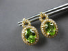 2.51CT DIAMOND & AAA PERIDOT 14KT YELLOW GOLD OVAL & ROUND HALO HANGING EARRINGS