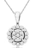 ESTATE .34CT DIAMOND 14KT WHITE GOLD 3D ROUND CLASSIC FLOWER FLOATING PENDANT